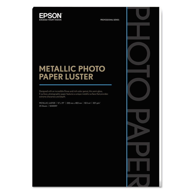Epson Professional Media Metallic Luster Photo Paper, 5.5 mil, 13 x 19, White, 25/Pack