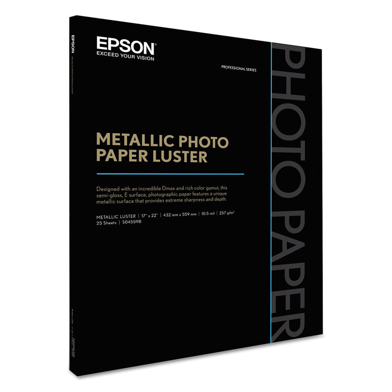 Epson Professional Media Metallic Luster Photo Paper, 5.5 mil, 17 x 22, White, 25/Pack