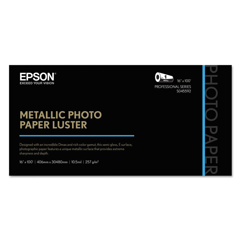 Epson Professional Media Metallic Photo Paper, 10.5 mil, 16" x 100 ft, Luster White