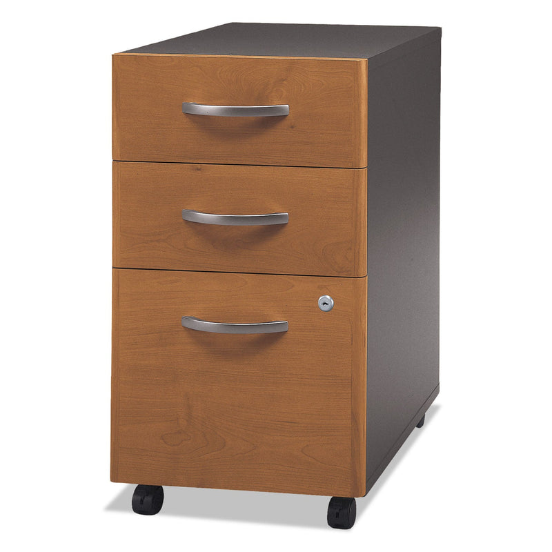 Bush Series C Mobile Pedestal File, Left/Right, 3-Drawers: Box/Box/File, Legal/Letter/A4/A5, Cherry/Gray, 15.75" x 20.25" x 27.88"