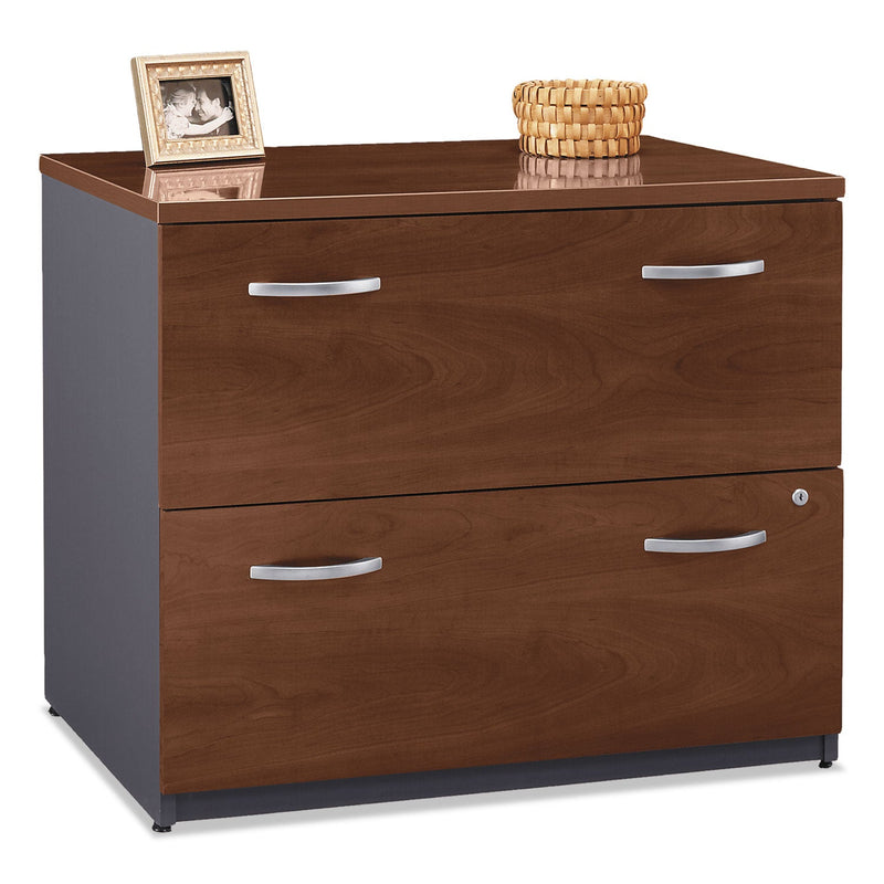 Bush Series C Lateral File, 2 Legal/Letter/A4/A5-Size File Drawers, Hansen Cherry/Graphite Gray, 35.75" x 23.38" x 29.88"