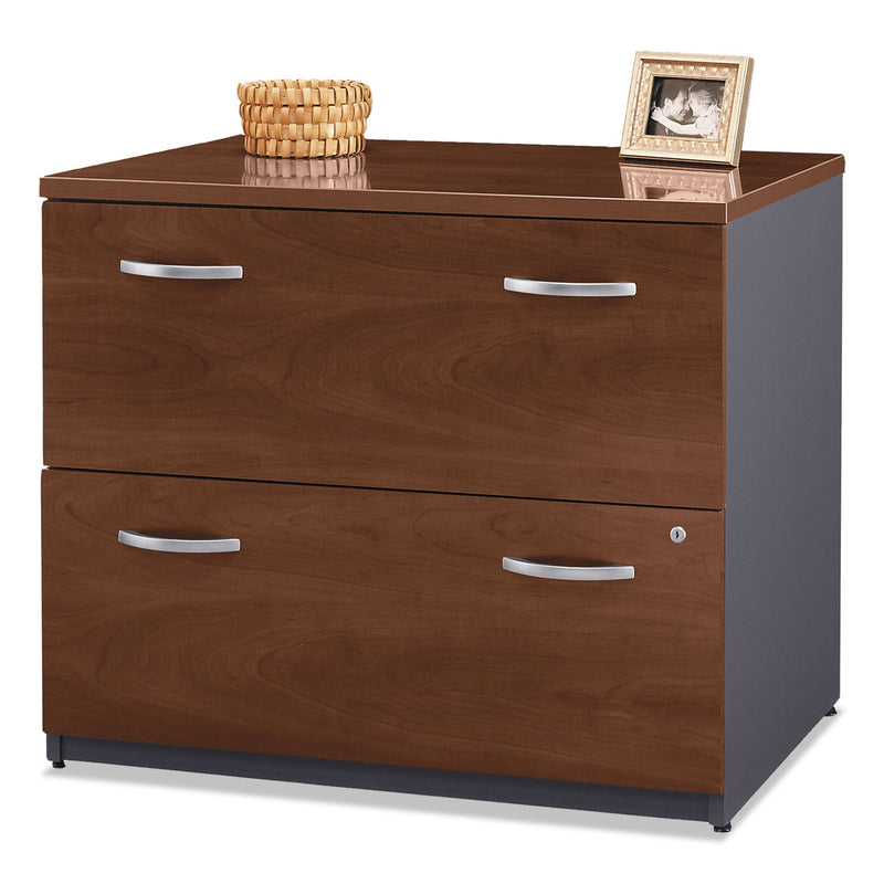 Bush Series C Lateral File, 2 Legal/Letter/A4/A5-Size File Drawers, Hansen Cherry/Graphite Gray, 35.75" x 23.38" x 29.88"