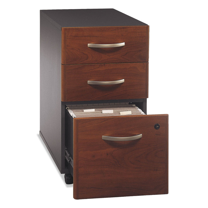 Bush Series C Mobile Pedestal File, Left/Right, 3-Drawers: Box/Box/File, Legal/Letter/A4/A5, Cherry/Gray, 15.75" x 20.25" x 27.88"