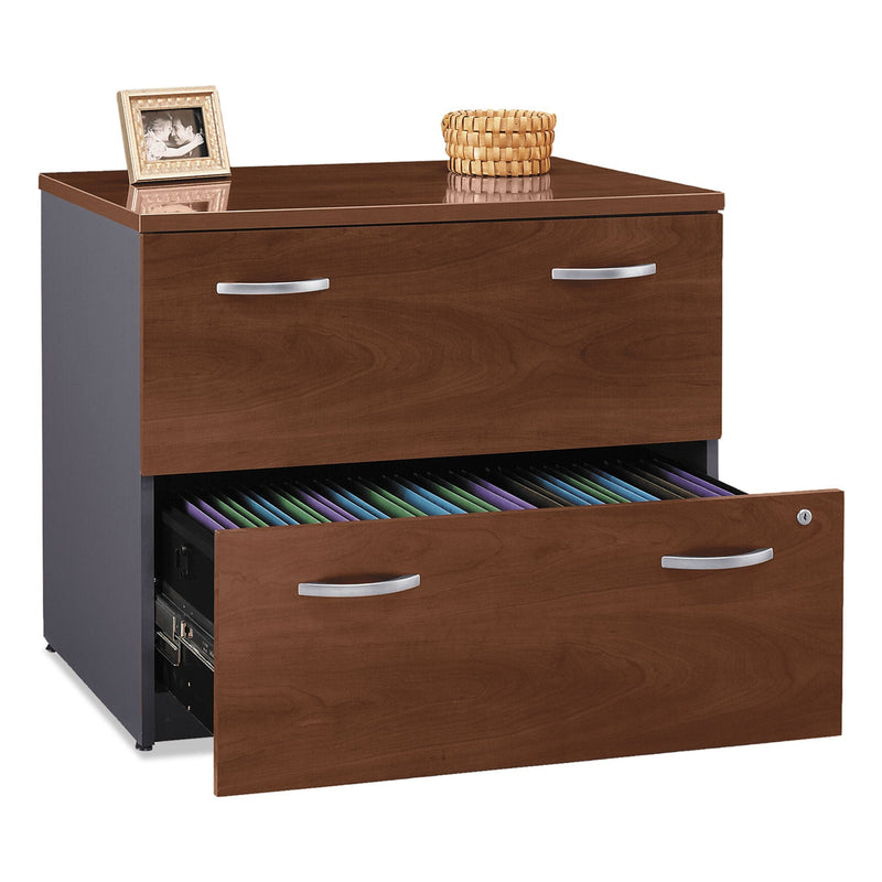Bush Series C Lateral File, 2 Legal/Letter/A4/A5-Size File Drawers, Hansen Cherry/Graphite Gray, 35.75" x 23.38" x 29.88"