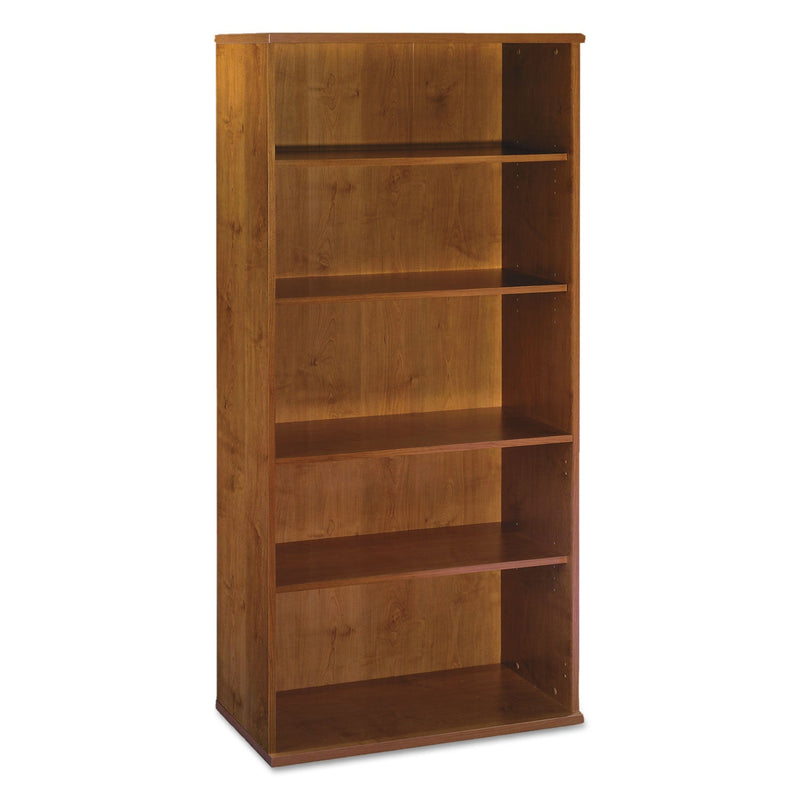 Bush Series C Collection Bookcase, Five-Shelf, 35.63w x 15.38d x 72.78h, Natural Cherry