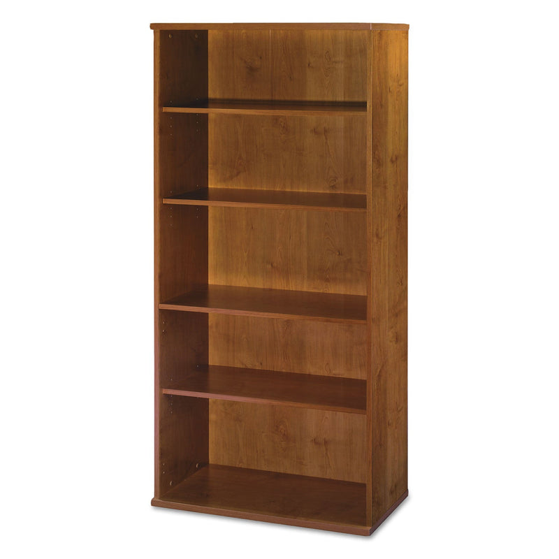 Bush Series C Collection Bookcase, Five-Shelf, 35.63w x 15.38d x 72.78h, Natural Cherry