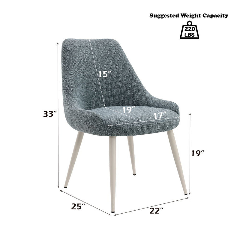 Laela - Side Chair (Set of 2) - Light Blue Boucle & White