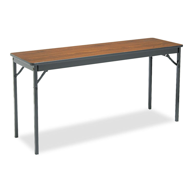 Barricks Special Size Folding Table, Rectangular, 60w x 18d x 30h, Walnut/Black