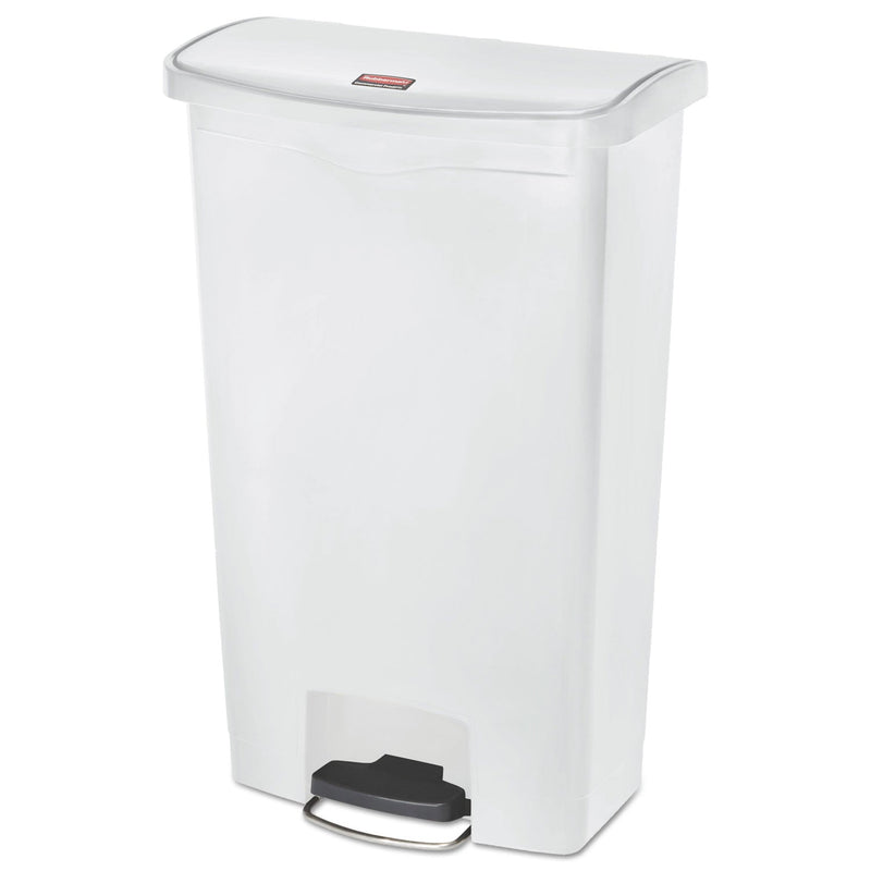 Rubbermaid Slim Jim Resin Step-On Container, Front Step Style, 18 gal, White