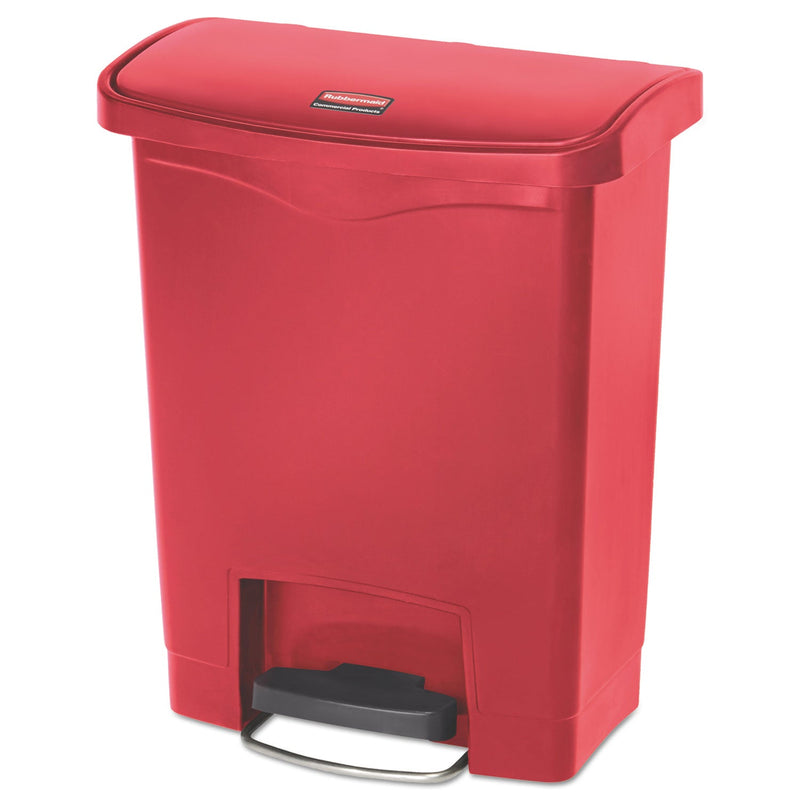 Rubbermaid Slim Jim Resin Step-On Container, Front Step Style, 8 gal, Red