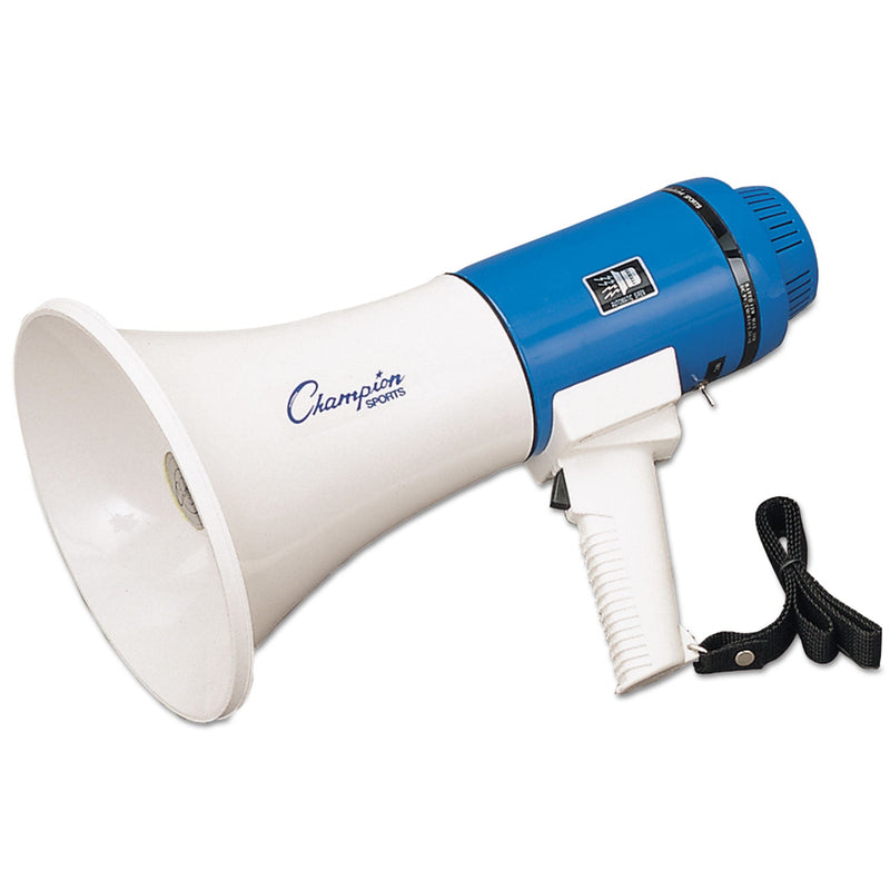 Champion Sports Megaphone, 12 W to 25 W, 1,000 yds Range, White/Blue