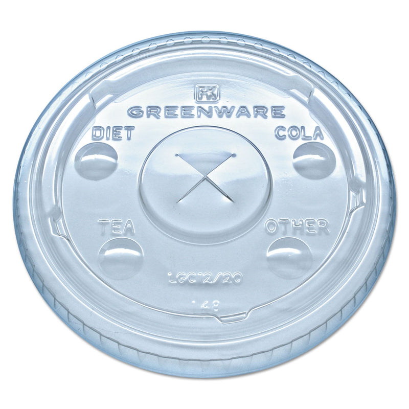 Fabri-Kal Greenware Cold Drink Lids, Fits 9 oz Old Fashioned Cups, 12 oz Squat Cups, 20 oz Cups Clear, 1,000/Carton