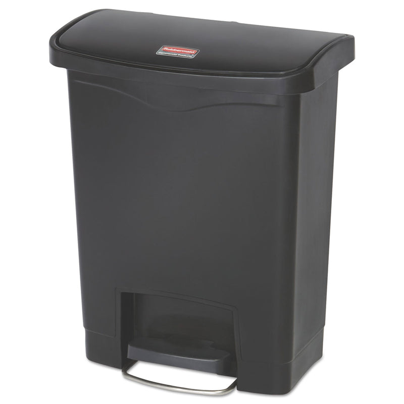Rubbermaid Slim Jim Resin Step-On Container, Front Step Style, 8 gal, Black