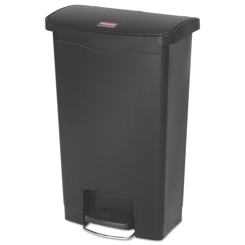 Rubbermaid Slim Jim Resin Step-On Container, Front Step Style, 13 gal, Black