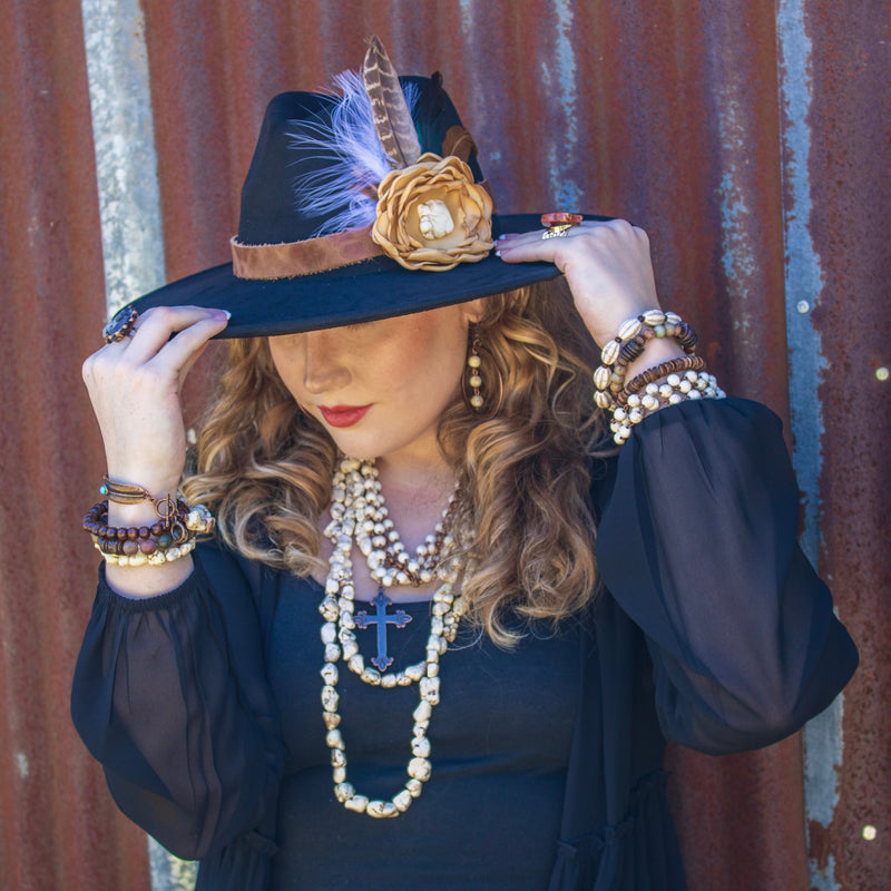 **White Turquoise Melon Beaded Stretch Bracelet 809h