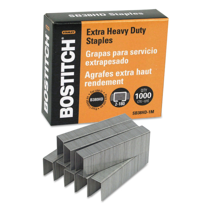Bostitch Heavy-Duty Premium Staples, 0.88" Leg, 0.5" Crown, Steel, 1,000/Box