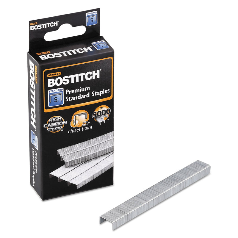 Bostitch Standard Staples, 0.25" Leg, 0.5" Crown, Steel, 5,000/Box