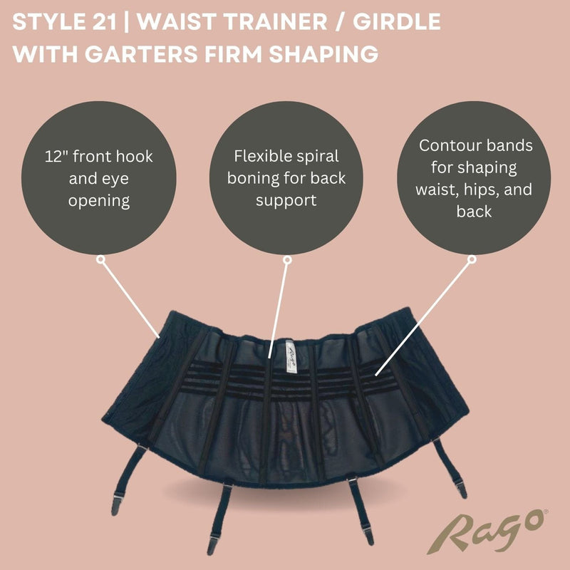 Style 21 | Waist Trainer / Girdle with Garters Firm Shaping