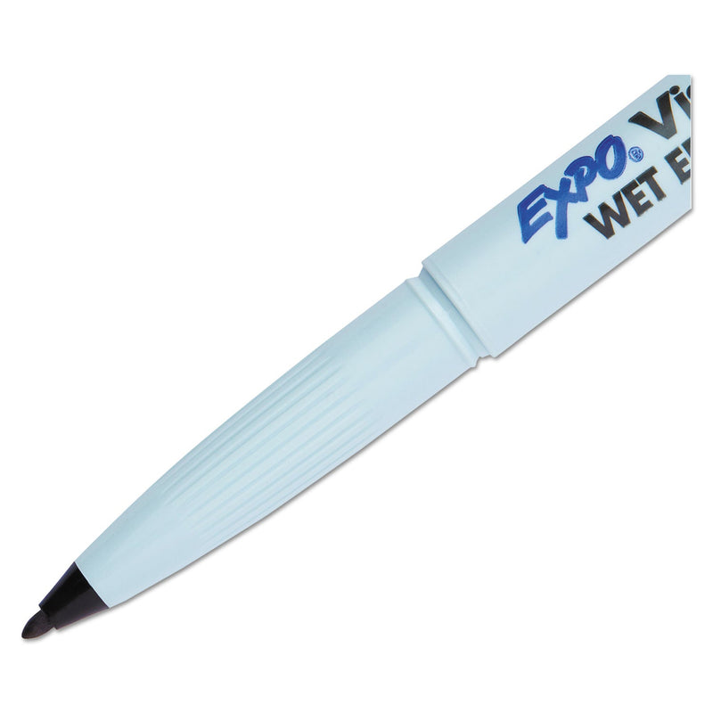 EXPO Vis-a-Vis Wet Erase Marker, Fine Bullet Tip, Black, Dozen