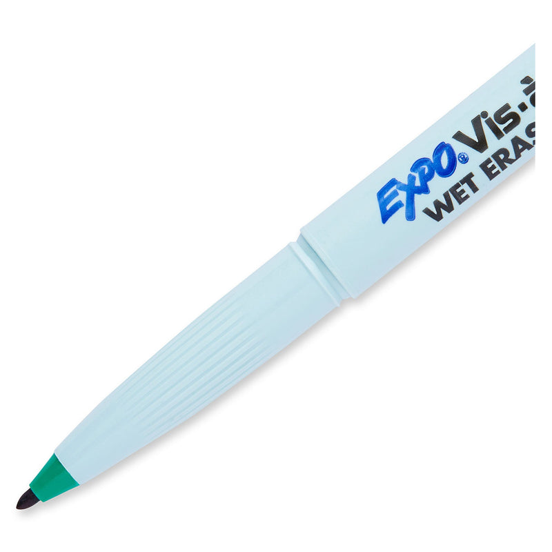 EXPO Vis-a-Vis Wet Erase Marker, Fine Bullet Tip, Green, Dozen