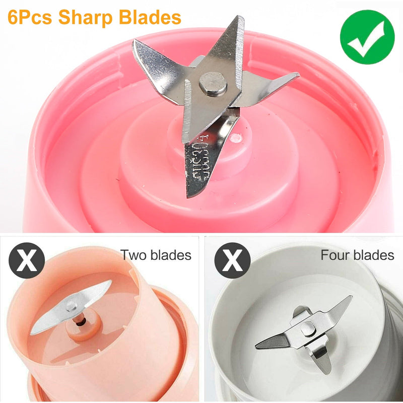 Portable Juicer Blender USB Rechargeable Juicer Cup Fruit Baby Food Mixing Machine w/ 6 Blades Powerful Motor