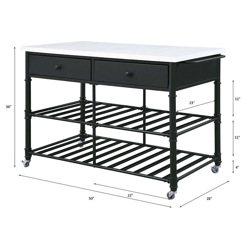 Emery - Kitchen Island - White Cultured Marble Top & Gray