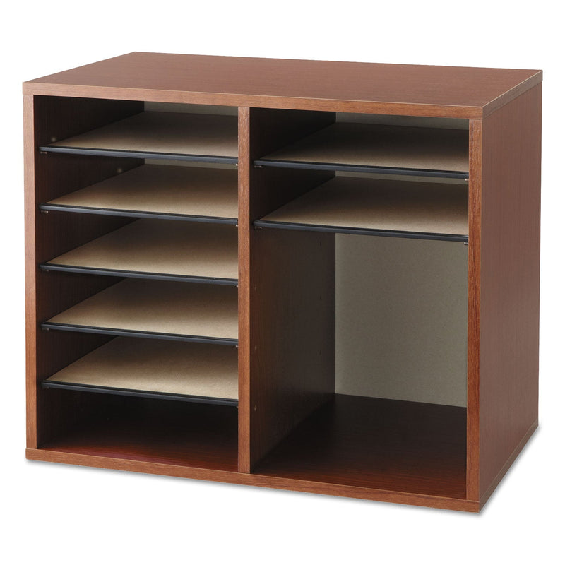 Safco Fiberboard Literature Sorter, 12 Compartments, 19.63 x 11.88 x 16.13, Cherry