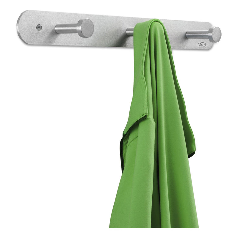 Safco Nail Head Wall Coat Rack, Three Hooks, Metal, 18w x 2.75d x 2h, Satin