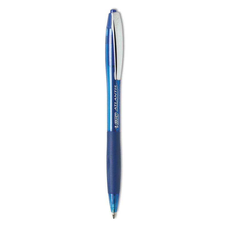 BIC GLIDE Ballpoint Pen, Retractable, Medium 1 mm, Blue Ink, Blue Barrel, Dozen