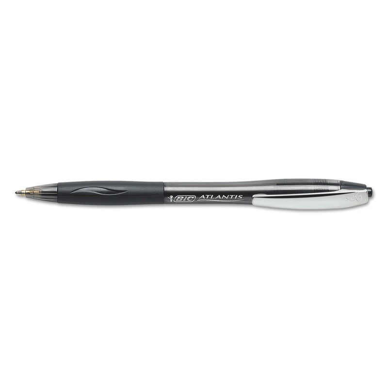 BIC GLIDE Ballpoint Pen, Retractable, Medium 1 mm, Black Ink, Black Barrel, Dozen