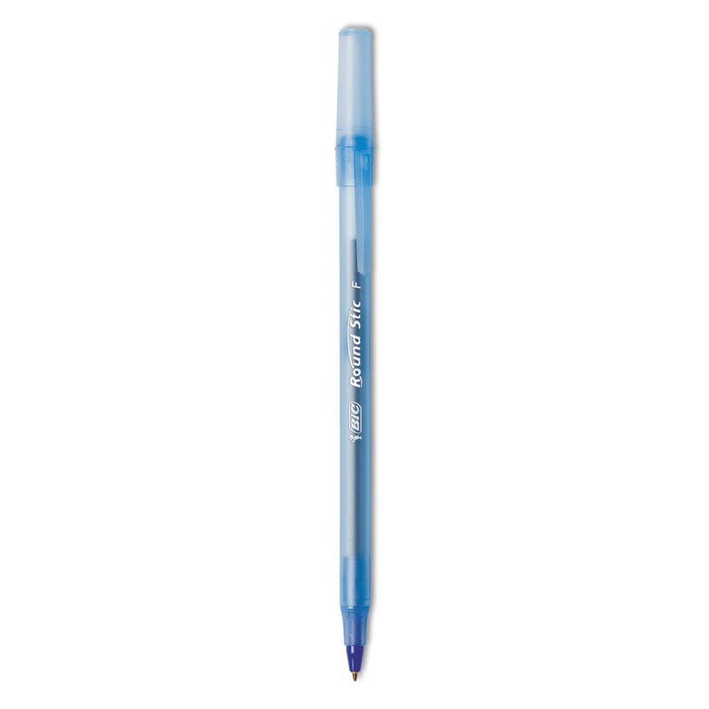 BIC Round Stic Xtra Precision Ballpoint Pen, Stick, Fine 0.8 mm, Blue Ink, Translucent Blue Barrel, Dozen