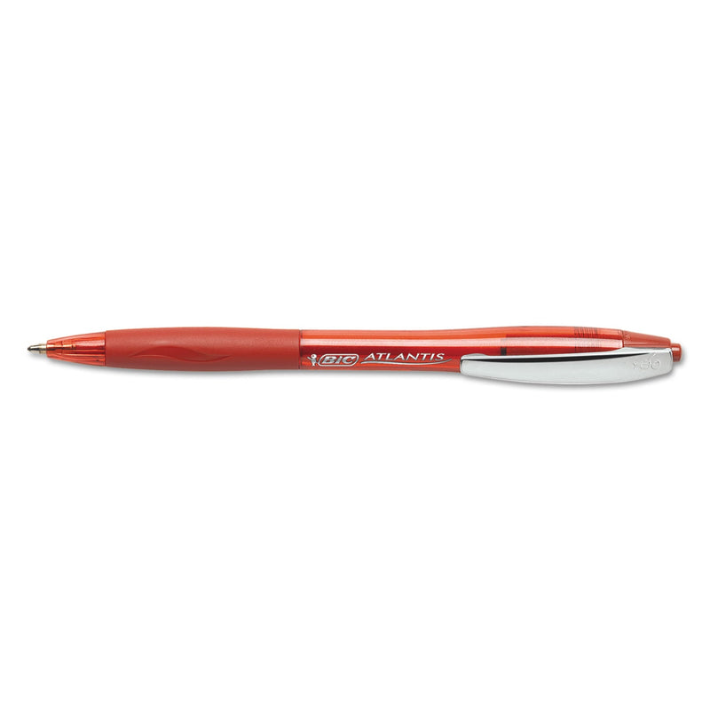 BIC GLIDE Ballpoint Pen, Retractable, Medium 1 mm, Red Ink, Red Barrel, Dozen