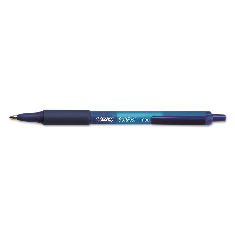 BIC Soft Feel Ballpoint Pen, Retractable, Medium 1 mm, Blue Ink, Blue Barrel, Dozen