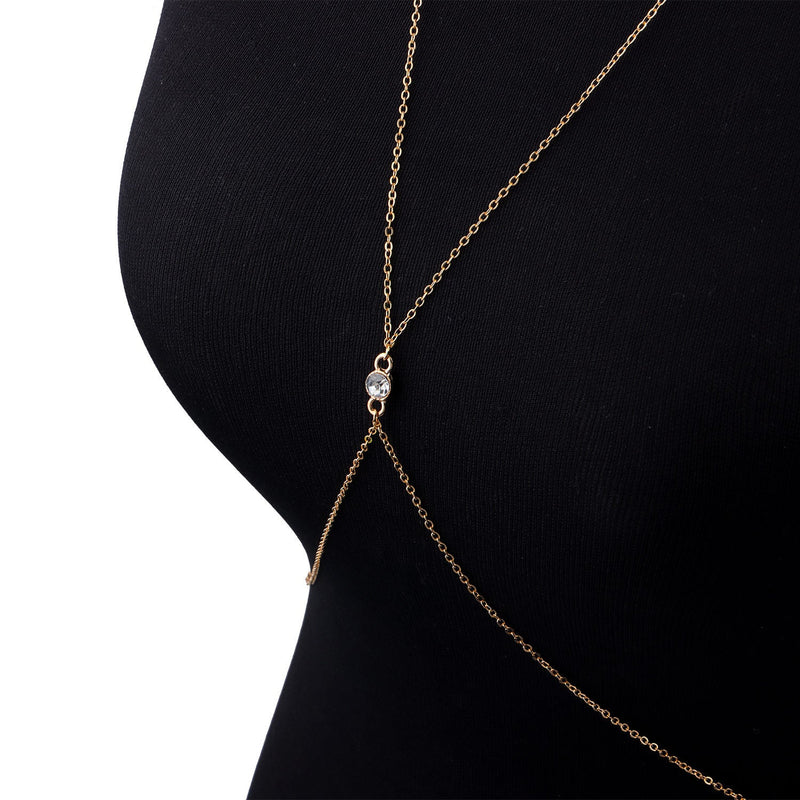 Women Sexy Body Chain Rhinestone Crystal Summer Beach Harness Jewelry