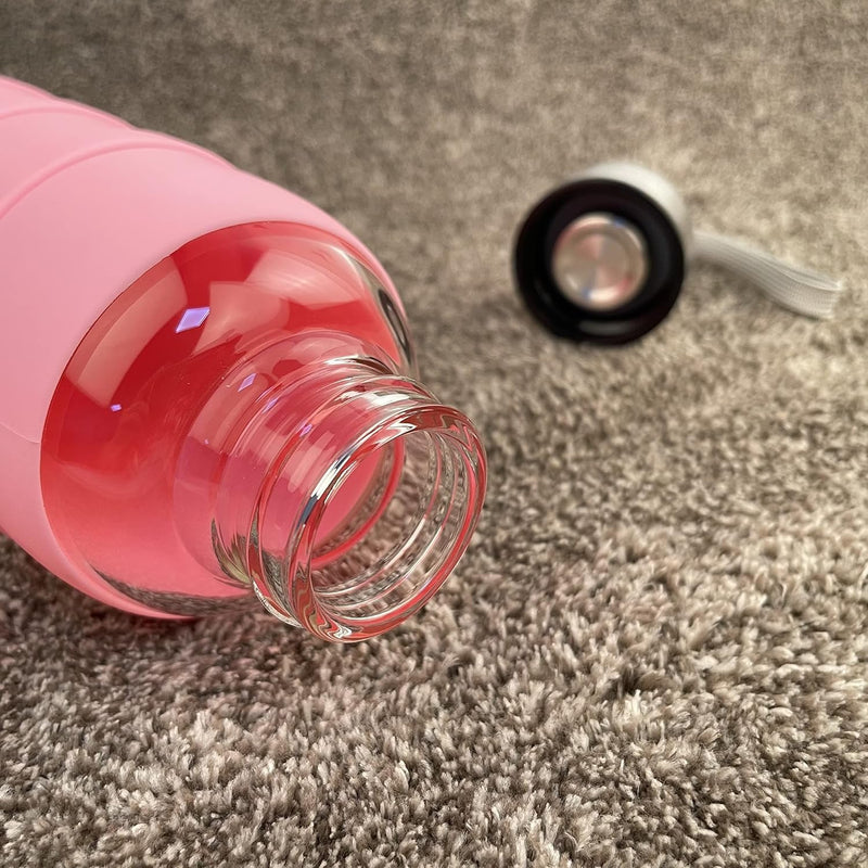 Ferexer Borosilicate Glass Water Bottle with Silicone Sleeve – BPA-Free, Leak-Proof, Reusable, Dishwasher Safe for Hot & Cold Drinks, 20oz