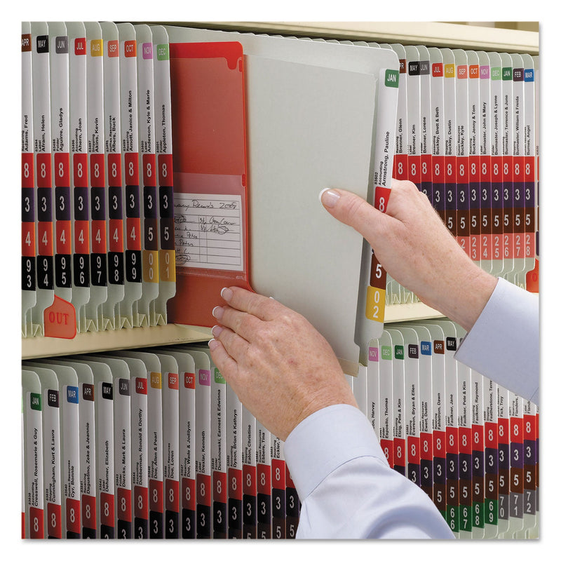 Smead End Tab Pressboard Classification Folders with SafeSHIELD Coated Fasteners, 1 Divider, Letter Size, Gray-Green, 10/Box