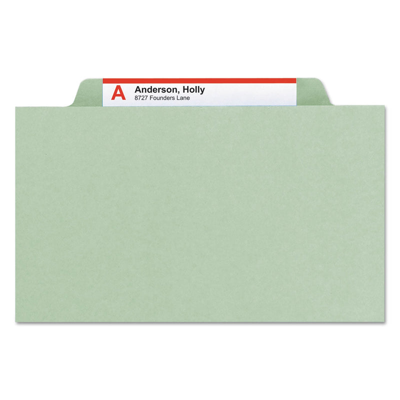 Smead 100% Recycled Pressboard Classification Folders, 1 Divider, Letter Size, Gray-Green, 10/Box