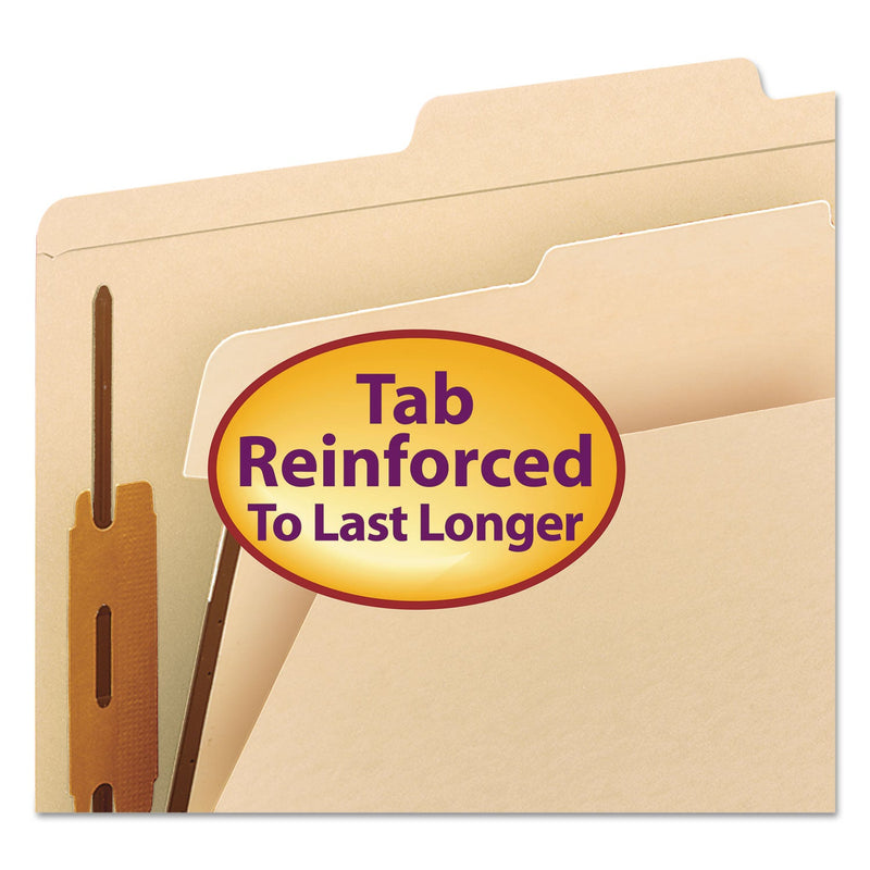 Smead Manila Four- and Six-Section Top Tab Classification Folders, 1 Divider, Letter Size, Manila, 10/Box