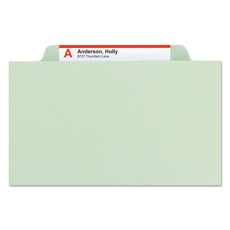 Smead 100% Recycled Pressboard Classification Folders, 2 Dividers, Legal Size, Gray-Green, 10/Box