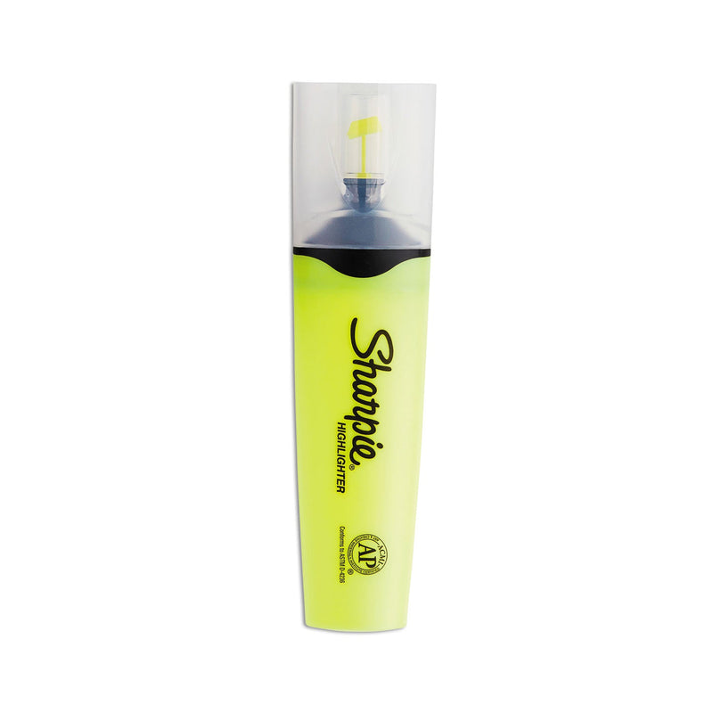 Sharpie Clearview Tank-Style Highlighter, Fluorescent Yellow Ink, Chisel Tip, Yellow/Black/Clear Barrel, Dozen