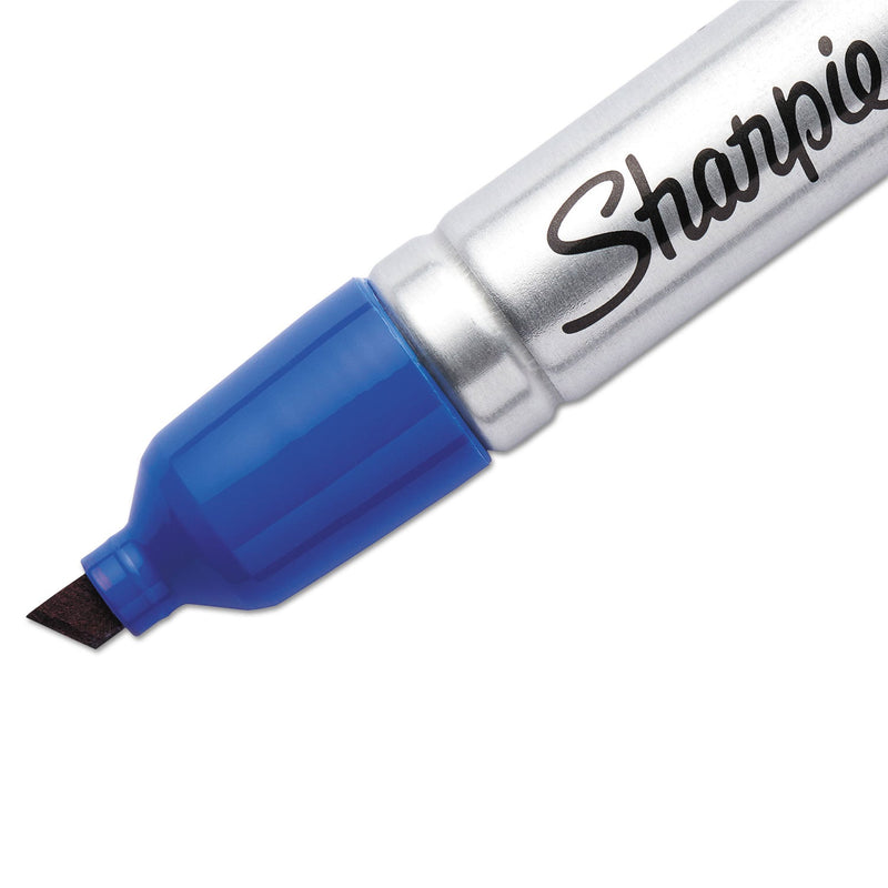 Sharpie King Size Permanent Marker, Broad Chisel Tip, Blue, Dozen
