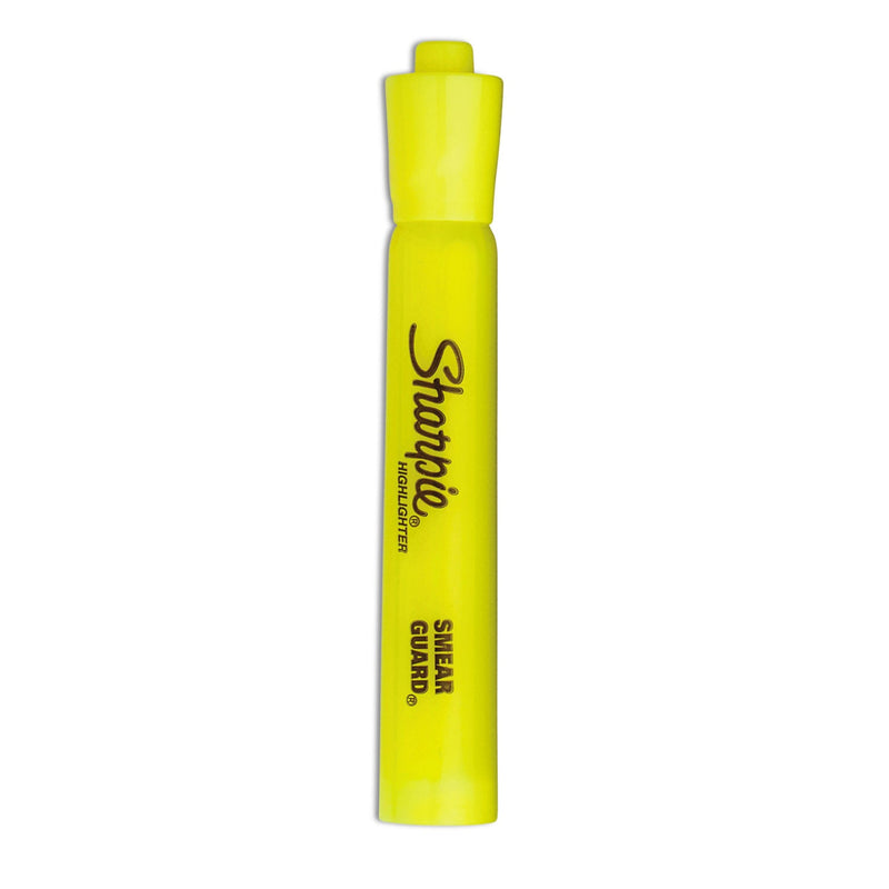 Sharpie Tank Style Highlighters, Fluorescent Yellow Ink, Chisel Tip, Yellow Barrel, 4/Set