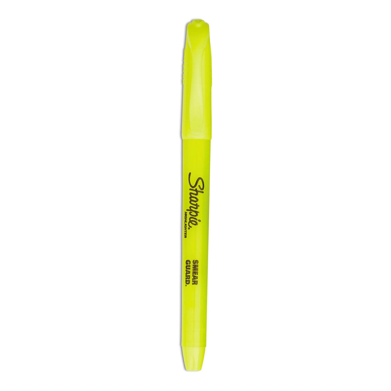 Sharpie Pocket Style Highlighters, Fluorescent Yellow Ink, Chisel Tip, Yellow Barrel, Dozen