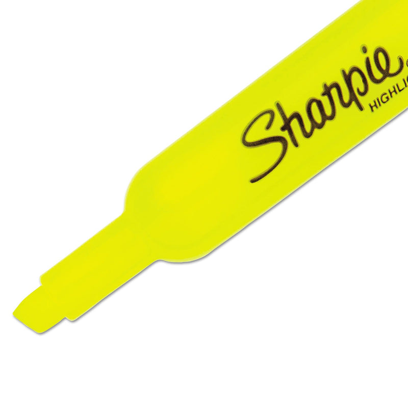 Sharpie Tank Style Highlighters, Fluorescent Yellow Ink, Chisel Tip, Yellow Barrel, Dozen
