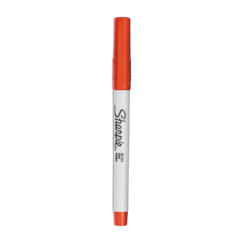 Sharpie Ultra Fine Tip Permanent Marker, Extra-Fine Needle Tip, Red, Dozen