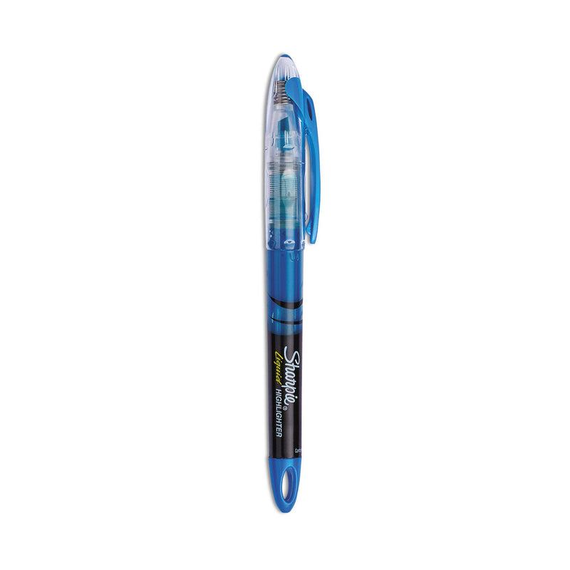 Sharpie Liquid Pen Style Highlighters, Fluorescent Blue Ink, Chisel Tip, Blue/Black/Clear Barrel, Dozen