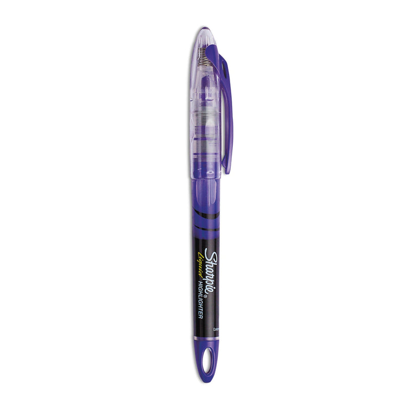 Sharpie Liquid Pen Style Highlighters, Fluorescent Purple Ink, Chisel Tip, Purple/Black/Clear Barrel, Dozen