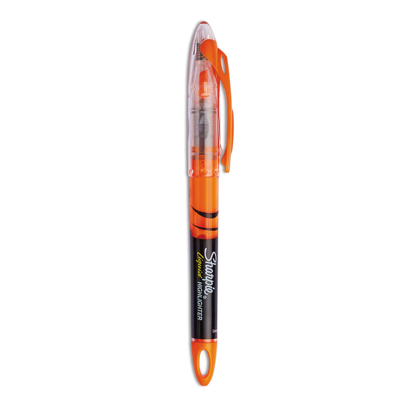 Sharpie Liquid Pen Style Highlighters, Fluorescent Orange Ink, Chisel Tip, Orange/Black/Clear Barrel, Dozen