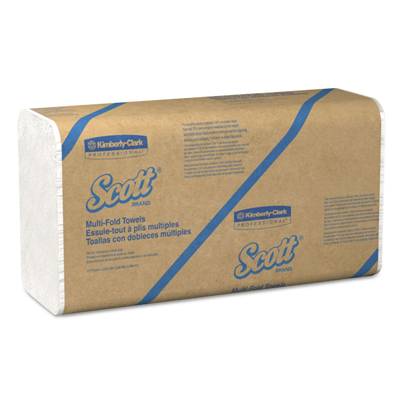 Scott Essential Multi-Fold Towels 100% Recycled, 9.2  x 9.4, White, 250/Pack, 16 Pack/Carton
