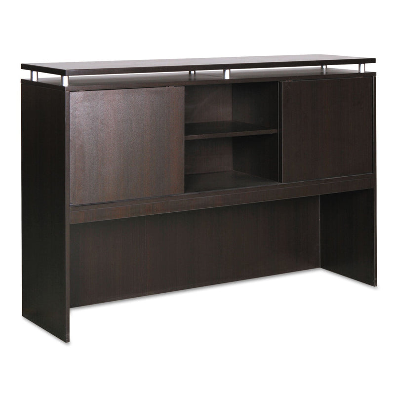 Alera Sedina Series Hutch with Sliding Doors, 66w x 15d x 42.5h, Espresso